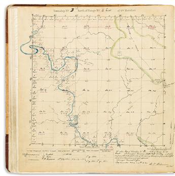 (WISCONSIN.) Surveyor Generals Office; Lucius Lyon, Micajah. T. Williams, et. al. Album of Lafayette County township survey plats.